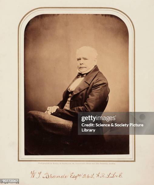 Studio portrait photograph by Maull & Polyblank of William Thomas Brande . Brande was apprenticed as an apothecary and also studied medicine at the...