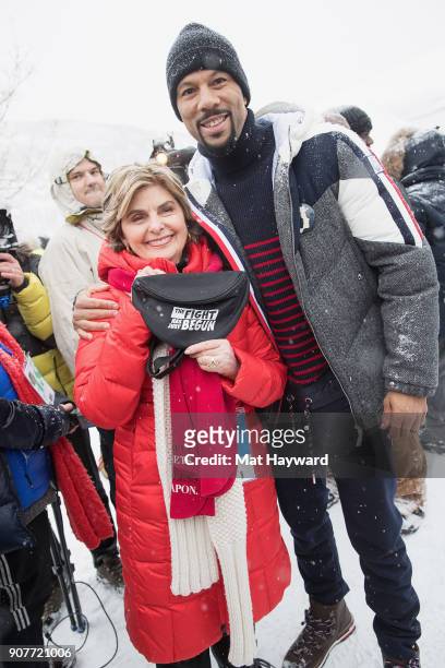 Gloria Allred and Common attend the Respect Rally during the Sundance Film Festival on January 20, 2018 in Park City, Utah.