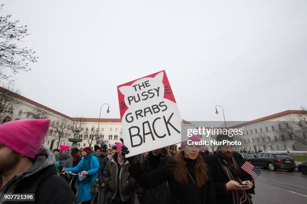 Some 300 people gathered in Munich, Germany on 20 January 2018 for the women's march. The protest was organized by the Democrats Abroud. They...