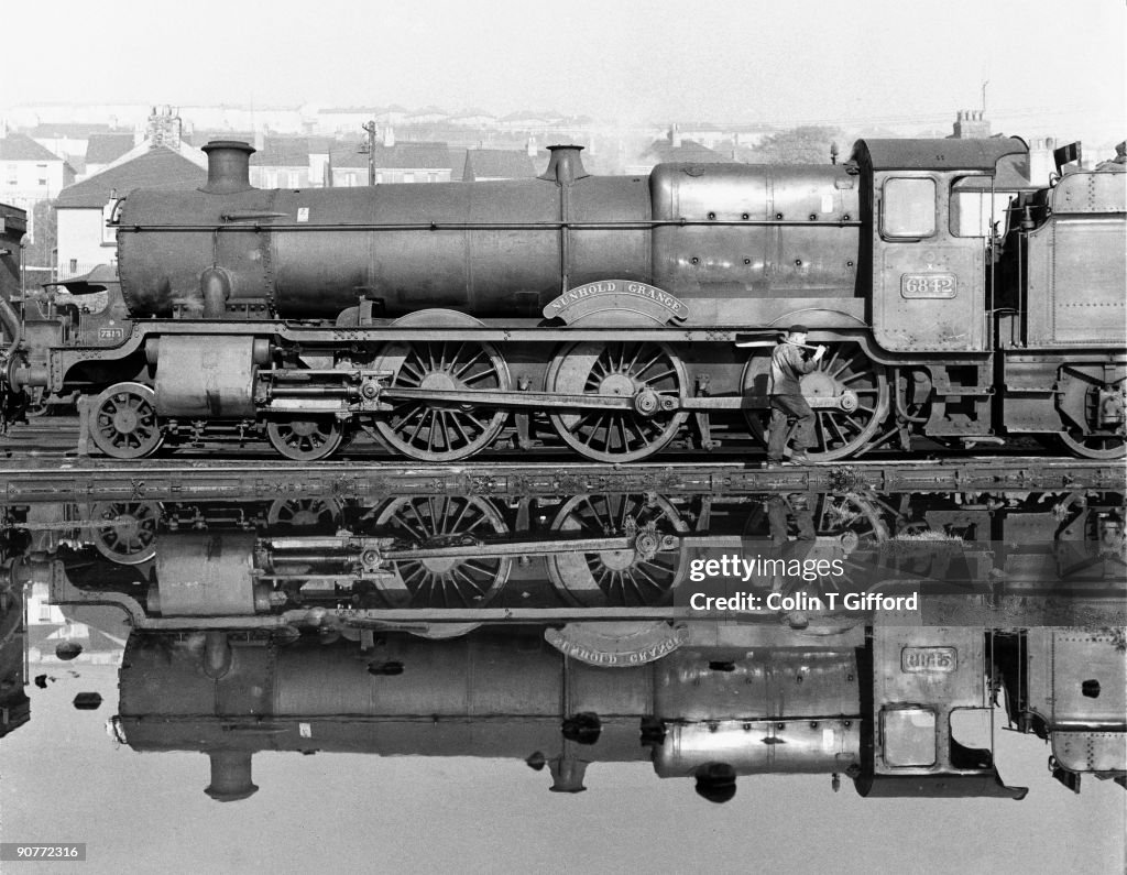 Nunhold Grange locomotive, Devon, 29 October 1961.
