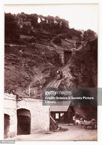 Photographic view published by Francis Bedford & Co. The Cliff Railway is a water-counterbalanced funicular railway connecting Lynmouth, located at...
