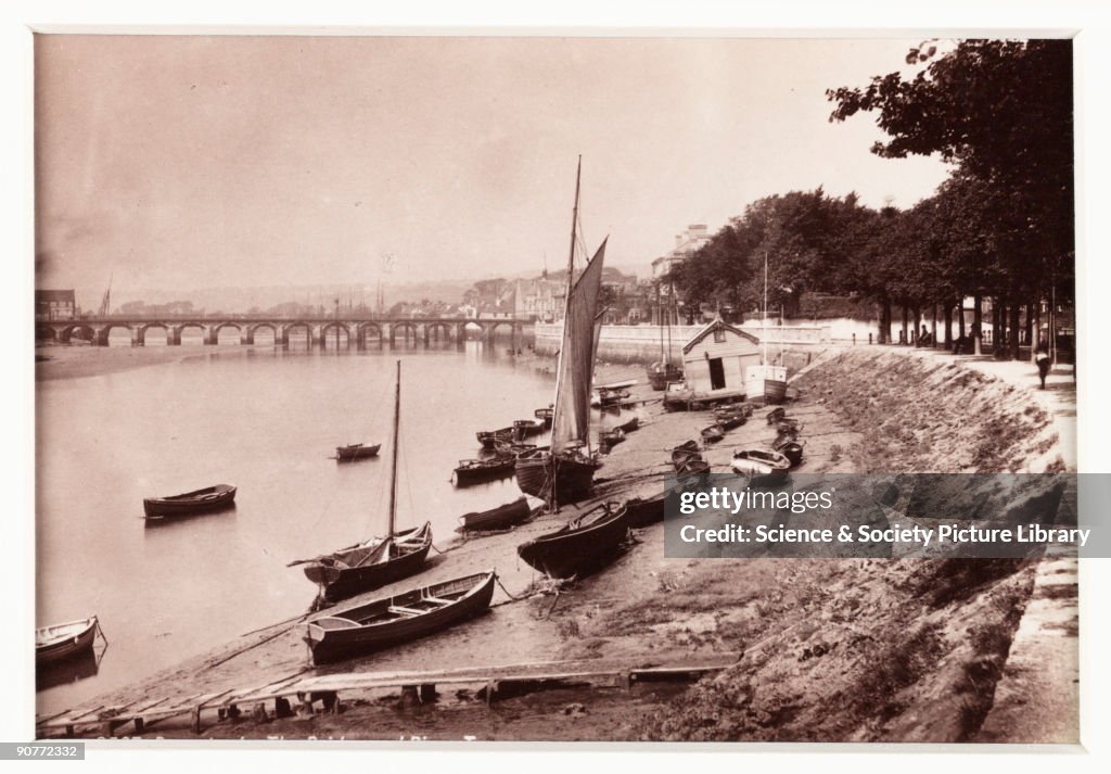 Barnstaple, The Bridge and River Taw, c 1880.