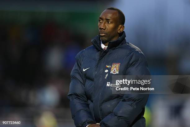 Northampton Town manager Jimmy Floyd Hasselbaink looks on during the Sky Bet League One match between Northampton Town and Milton Keynes Dons at...