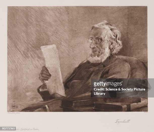 Photogravure after an original painting by Hamilton of the Irish physicist, John Tyndall , c 1890s. In the 1850s Tyndall began his pioneering studies...
