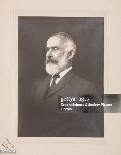Studio portrait by Kerry & Company of Lawrence Hargrave . Hargrave, an English-born Australian aeronautical pioneer, developed the box kite to...