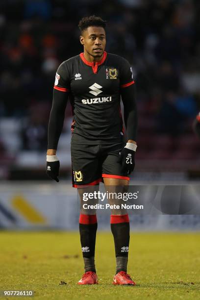 Chuks Aneke of Milton Keynes Dons in action during the Sky Bet League One match between Northampton Town and Milton Keynes Dons at Sixfields on...