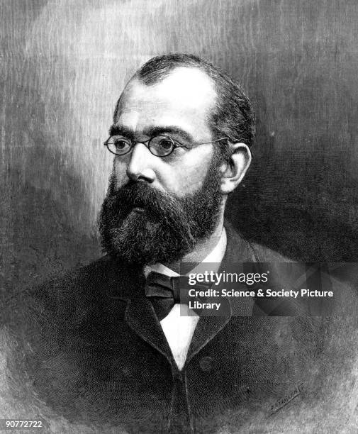 Plate taken from the �Illustrated London News�. Koch worked on anthrax which can be passed from cattle to humans. At the time anthrax was causing...