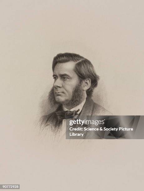 Engraving by C H Jeens of the English scientist Thomas Henry Huxley . Huxley is remembered as 'Darwin's Bulldog', and from 1854 to 1885 was professor...