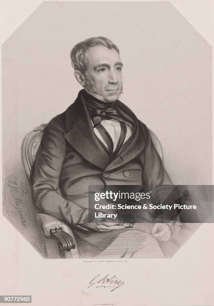 Lithograph by J K Maguire, published by George Ransome of Ipswich, showing the English astronomer and geophysicist, Sir George Biddell Airy . Airy...