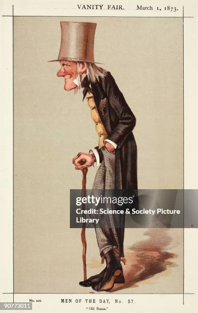 Chromolithograph by Leslie Ward, one of a series of cartoons of �men of the day�, entitled �Old Bones�. Sir Richard Owen studied comparative anatomy...