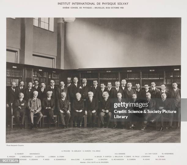 Delegates attending the 6th of the Solvay Physics Conferences which were initiated by Belgian chemist and industrialist Ernest Solvay . The delegates...