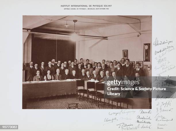 Delegates attending the 7th Solvay Physics Conference in October 1933. The conferences were initiated by Belgian chemist and industrialist Ernest...