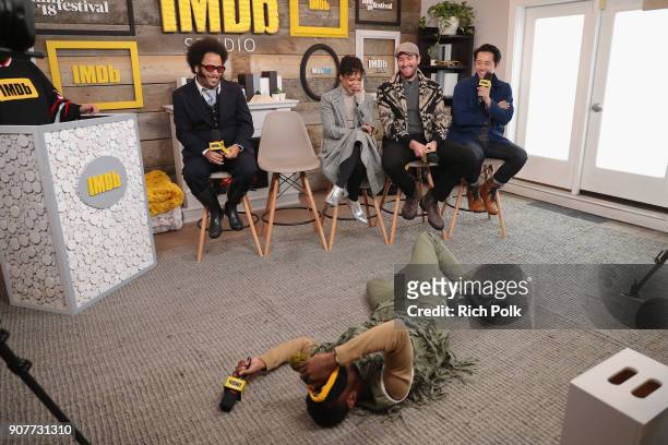 Boots Riley, Lakeith Stanfield, Tessa Thompson, Armie Hammer and Steven Yeun of 'Sorry To Bother You' attend The IMDb Studio and The IMDb Show on...