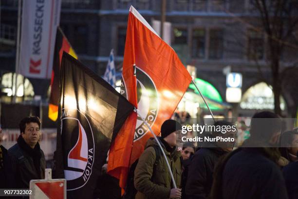 Few hundred of protesters gathered at Marienplatz in Munich, Germany, on 20 January 2018 to protest against German secretary of state Sigmar Gabriel...