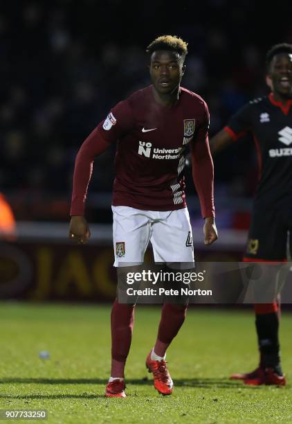 Gboly Ariyibi of Northampton Town in action during the Sky Bet League One match between Northampton Town and Milton Keynes Dons at Sixfields on...