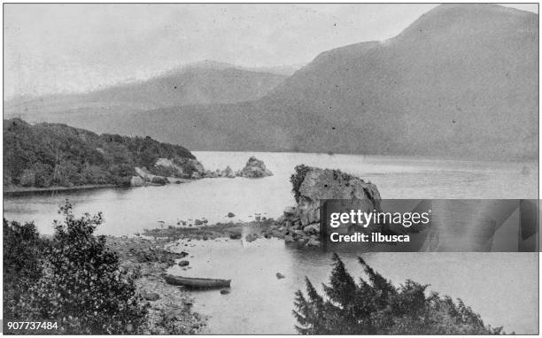 antique photograph of world's famous sites: killarney lakes, ireland - lakes of killarney stock illustrations