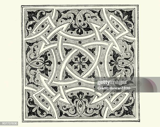 ornate victorian knot pattern - celtic knot stock illustrations