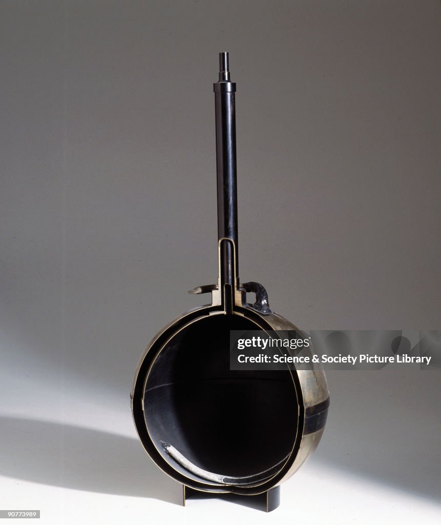 Metal Dewar vacuum flask, early 20th century.