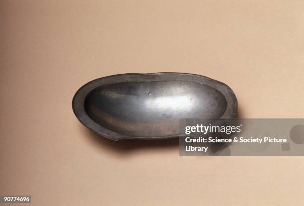 Spanish oval pewter bowl made by J Ich. In the 19th century most men visited the barber or shaved periodically at home. Better off customers would...