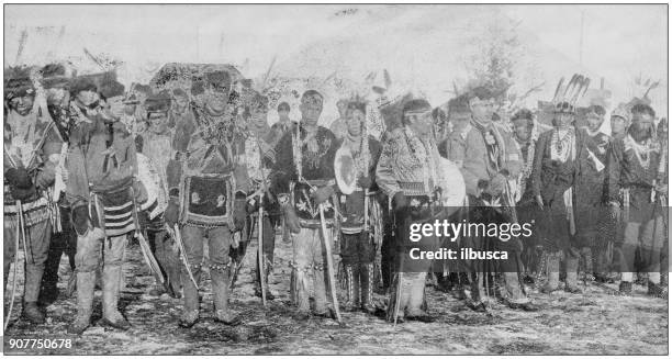 antique photograph of people from the world: sioux indians - sioux culture stock illustrations