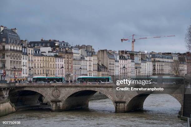 change bridge on seine river,paris. - pont au change stock pictures, royalty-free photos & images
