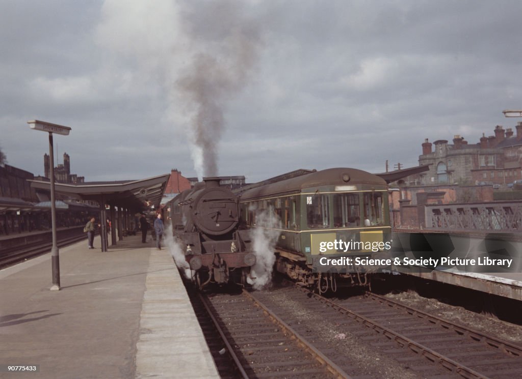 Steam locomotive and diesel locomotive, 1967.