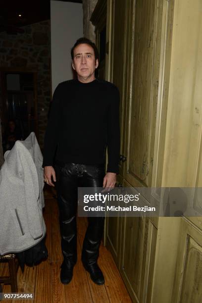 Actor Nicolas Cage attends the WanderLuxxe House with Apex Social Club presents "Mandy" after party presented by OTTLending during Sundance 2018 on...