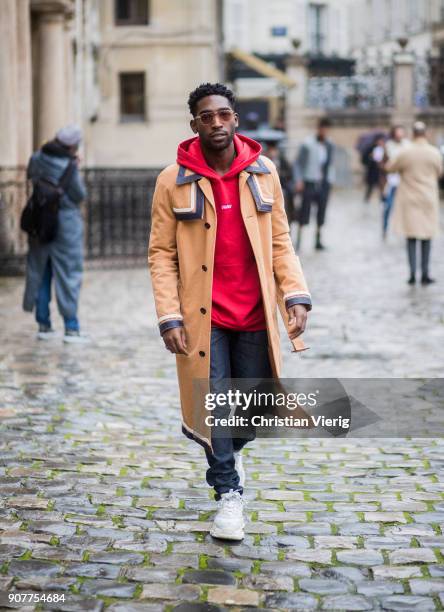 Tinie Tempah is seen outside Thom Browne on January 20, 2018 in Paris, France.