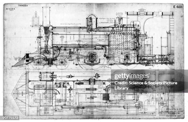 Government of India Class O metre gauge 4-4-0 1886, general arrangement, elevation and plan.