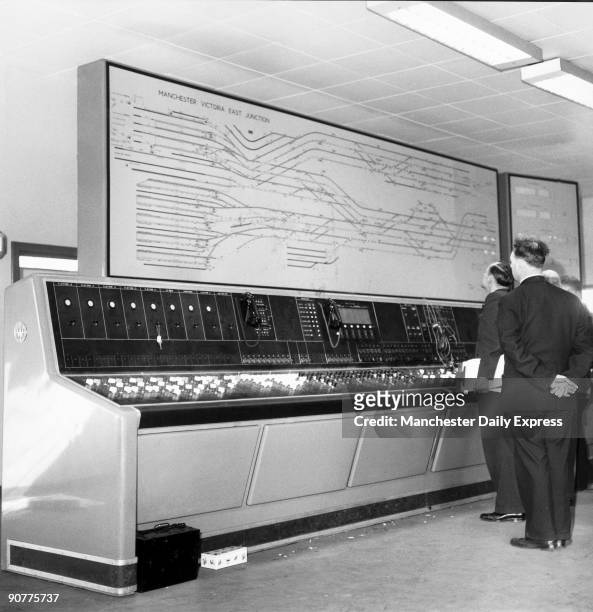 The new signal box control unit at Victoria Station, Manchester, 1962.