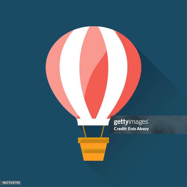 ilustrações de stock, clip art, desenhos animados e ícones de air balloon flat icon - air balloon