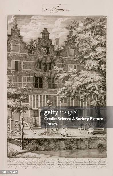 Engraving by Jan van der Heiden, first published in 1690. This house on the Heeren Canal was burnt during a fire on the night of 25 April 1683. It...