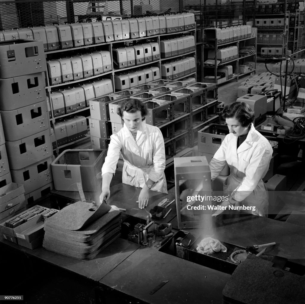 Women making cases for 16mm projectors, Mitcheldean, 1956.