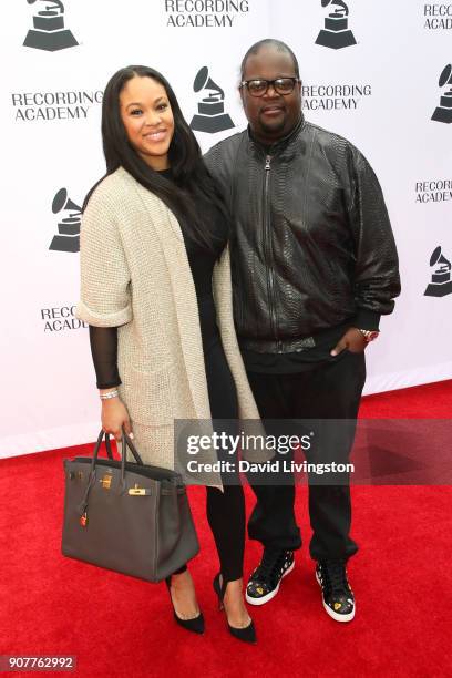 Ashley Joi and songwriter Poo Bear attend the GRAMMY nominee reception honoring 60th Annual GRAMMY Awards nominees at Fig & Olive on January 20, 2018...