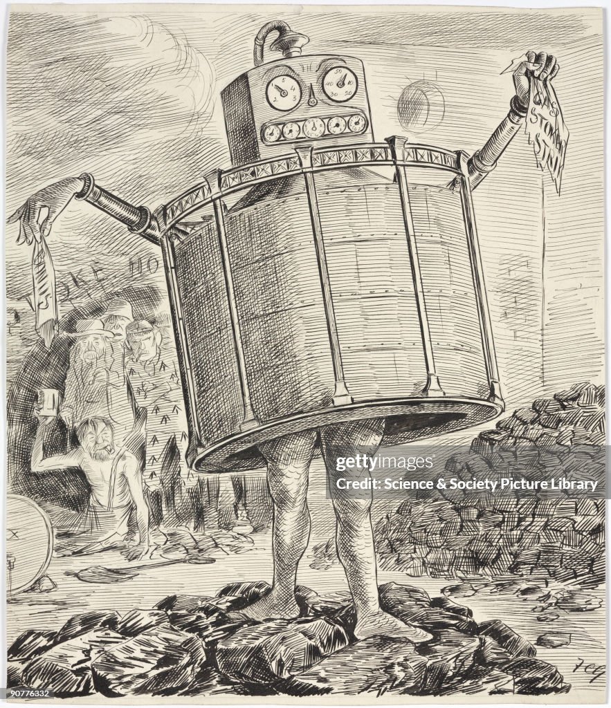 Cartoon of a �gas monster�, 1880-1900.