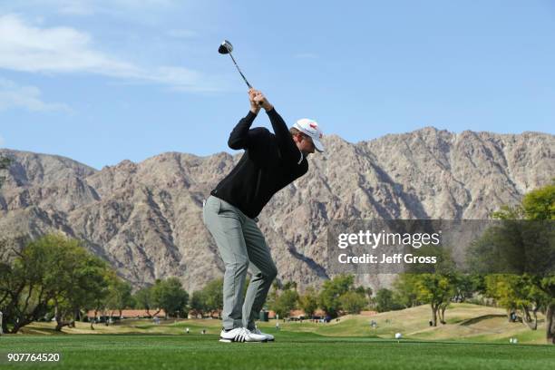 Lucas Glover plays his shot from the third tee during the third round of the CareerBuilder Challenge at the TPC Stadium Course at PGA West on January...