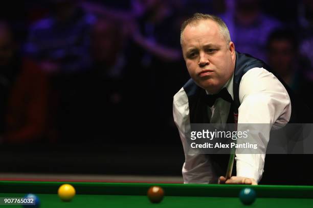 John Higgins looks dejected during the Semi-Final match between Mark Allen and John Higgins on Day Seven of The Dafabet Masters at Alexandra Palace...