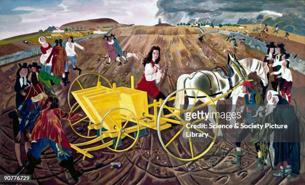 Oil on canvas mural by Alfred Reginald Thomson, RA commissioned by the Science Museum, London, showing the agricultural pioneer, Jethro Tull ,...