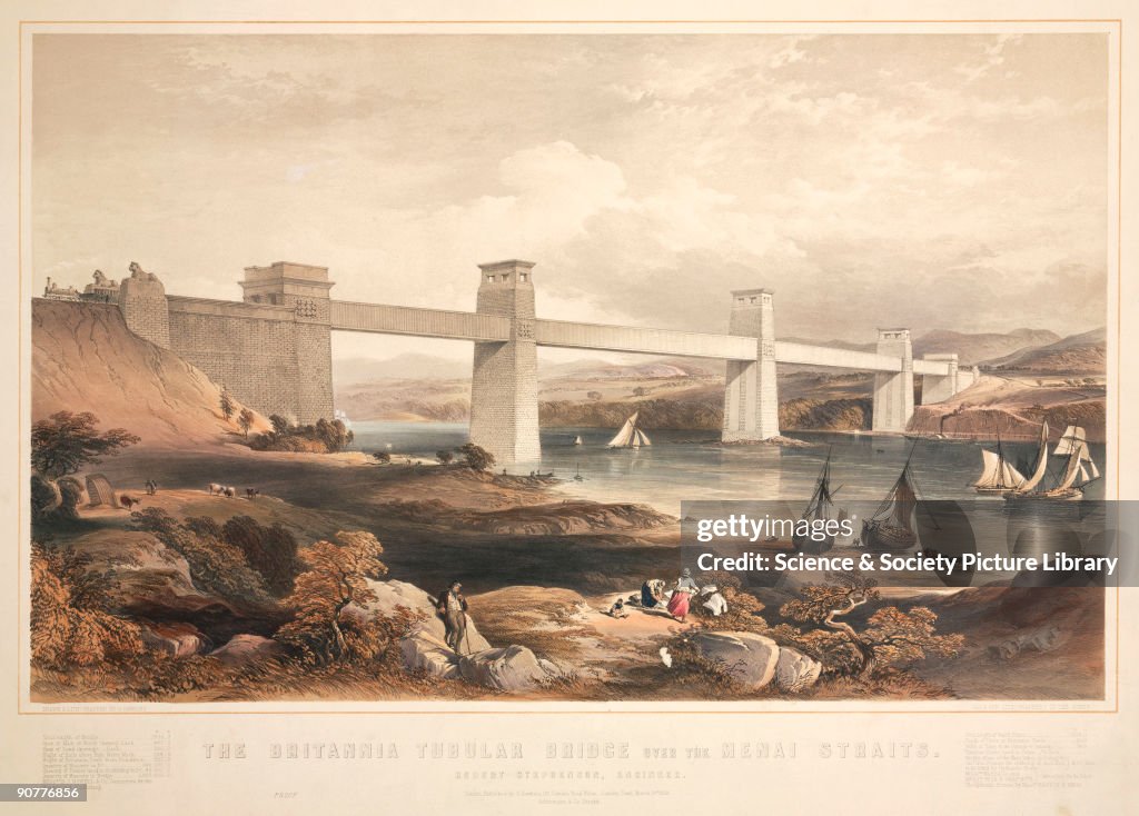 Britannia Tubular Bridge, Menai Straits, Wales, 1850.