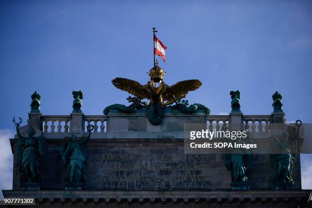 An Austrian flag is seen flying in Hofburg Palace in Vienna.