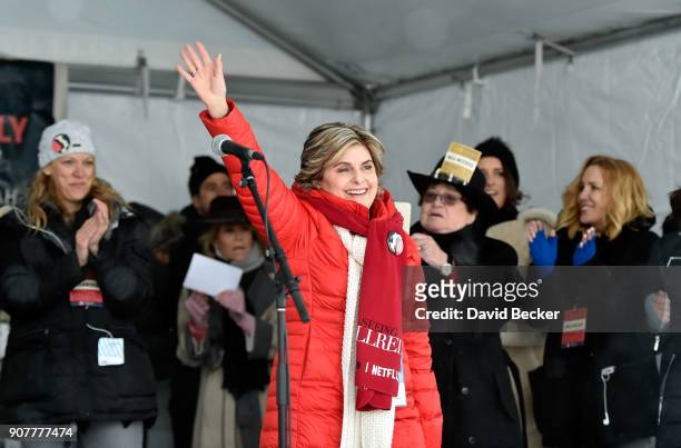 Gloria Allred speaks during the Respect Rally during the 2018 Sundance Film Festival on January 20, 2018 in Park City, Utah.