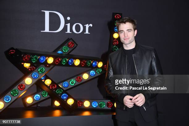 Robert Pattinson poses at Dior Homme Menswear Fall/Winter 2018-2019 show as part of Paris Fashion Week at Grand Palais on January 20, 2018 in Paris,...