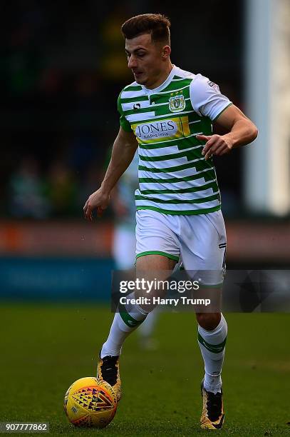 Otis Khan of Yeovil Town during the Sky Bet League Two match between Yeovil Town and Chesterfield at Huish Park on January 20, 2018 in Yeovil,...