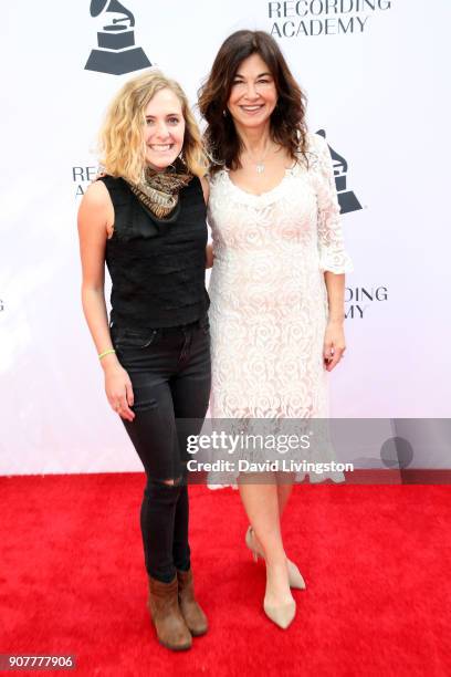 Singer Sonja Midtune and songwriter Shelly Peiken attend the GRAMMY nominee reception honoring 60th Annual GRAMMY Awards nominees at Fig & Olive on...