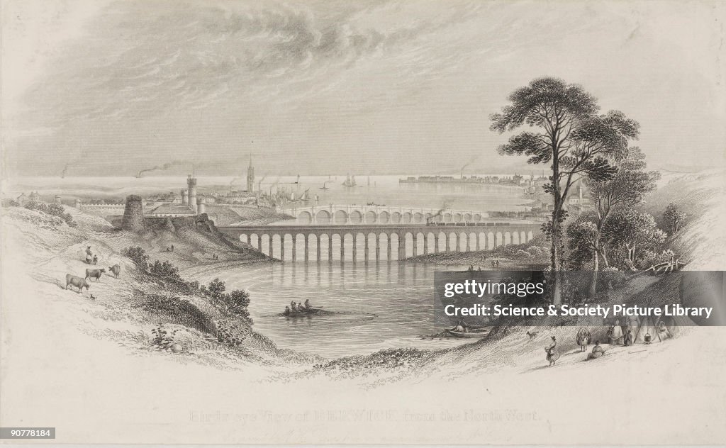 Royal Border Bridge, Berwick upon Tweed, Northumberland, 1850.
