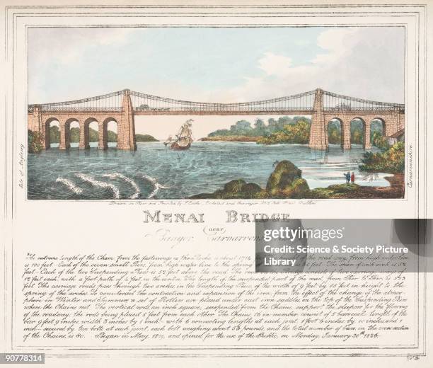 Lithograph, drawn and lithographed by J Cooks, architect and surveyor, Dublin, with a technical description of the bridge beneath the illustration....