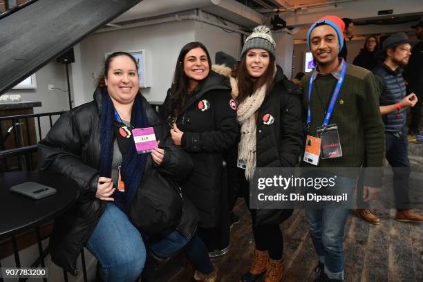 Guests pose at the Respect Rally Park City Post Reception at the YouTube House on January 20, 2018 in Park City, Utah.