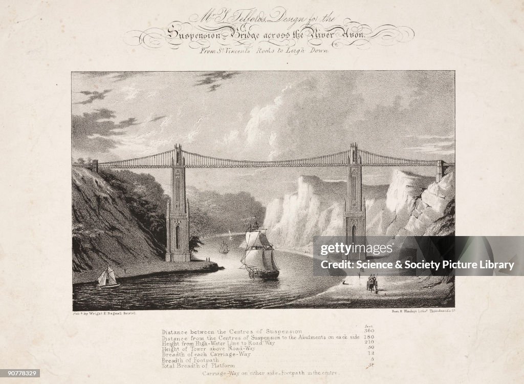 �Mr Telford�s Design for a Bridge across the River Avon� Clifton, Bristol, 1829.