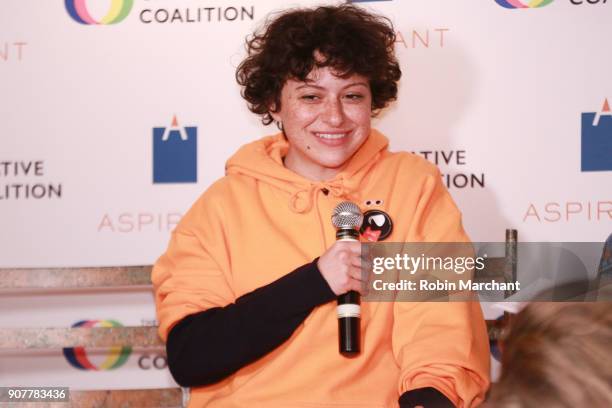 Actor Alia Shawkat speaks at the 2018 Creative Coalition Leading Women's Luncheon Presented By Aspiriant during Sunfance 2018 on January 20, 2018 in...