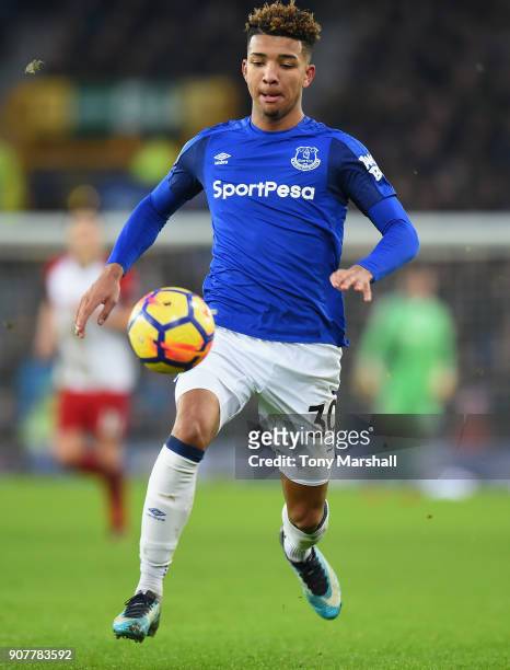 Mason Holgate of Everton during the Premier League match between Everton and West Bromwich Albion at Goodison Park on January 20, 2018 in Liverpool,...